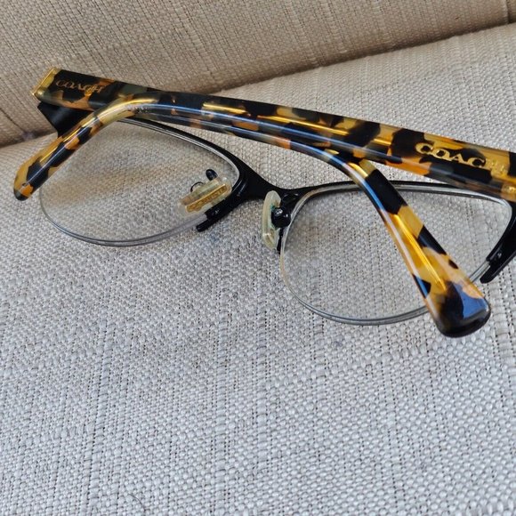 Coach Women Eyeglasses Half Rim Frame Satin Black/Honey Mosaic 50[]18 135 Glasse main image 11